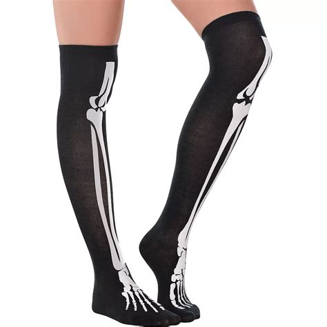 skeleton socks knee high|skeleteen bone over the knee.